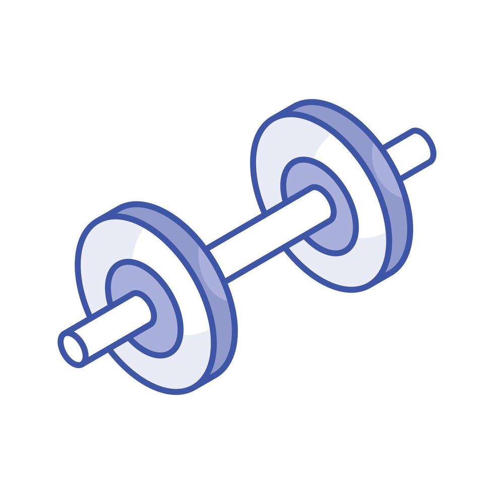 Weight lifting tool, modern isometric vector of dumbbell in editable style