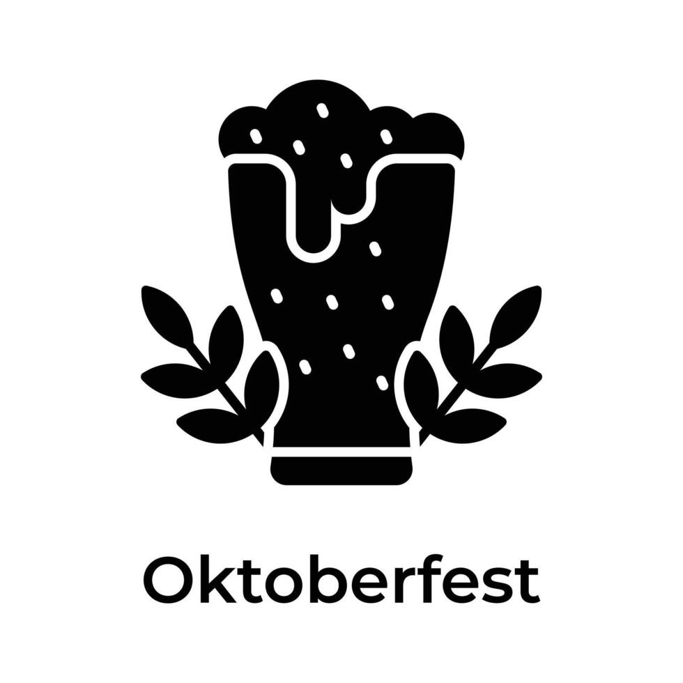 icono de Oktoberfest en de moda diseño estilo, cerveza vaso vector