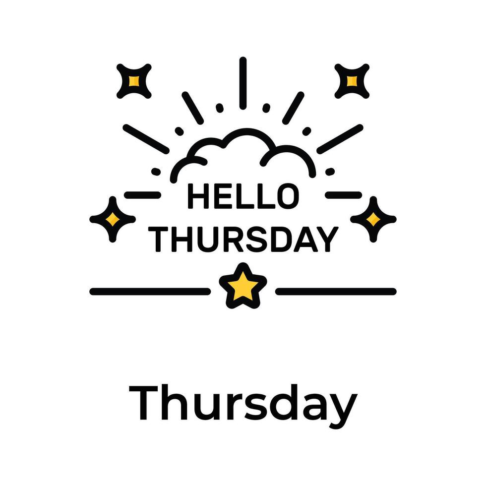 Hello thursday icon design, beautiful words calligraphy, motivational inspirational phrase vector