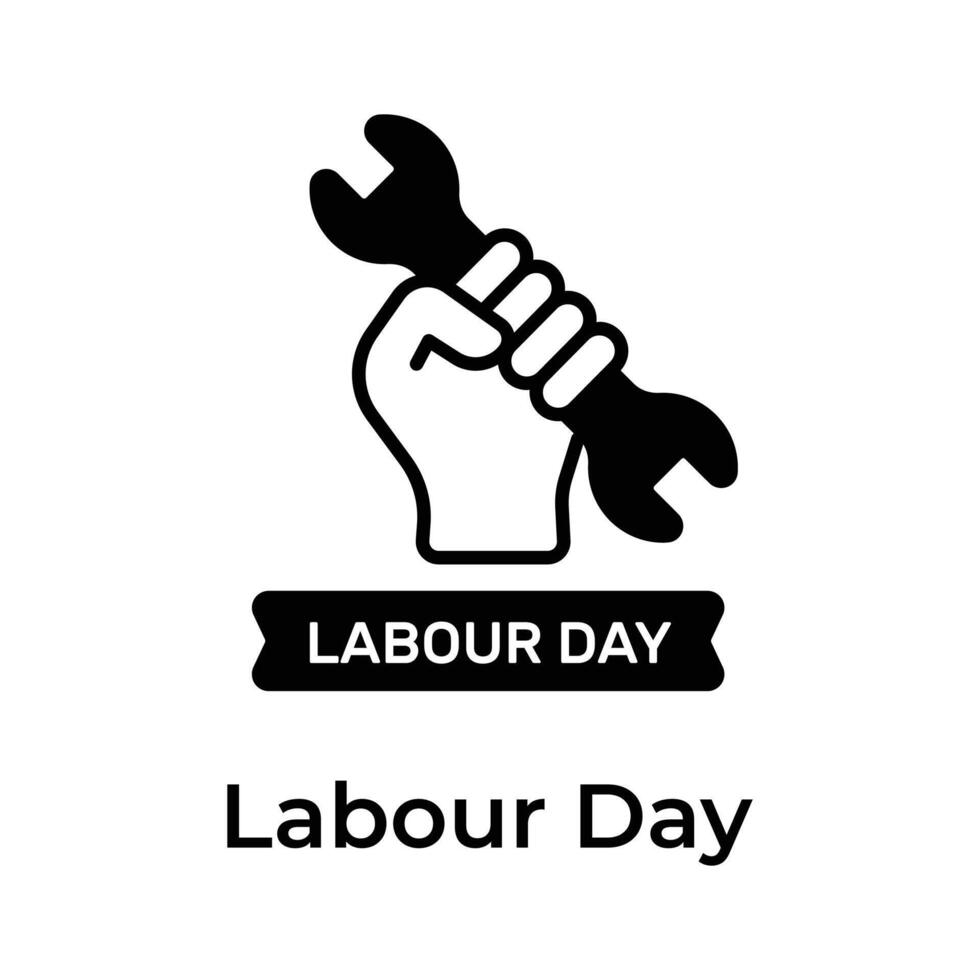 Hand holding spanner depicting concept icon of Labour Day in trendy style vector