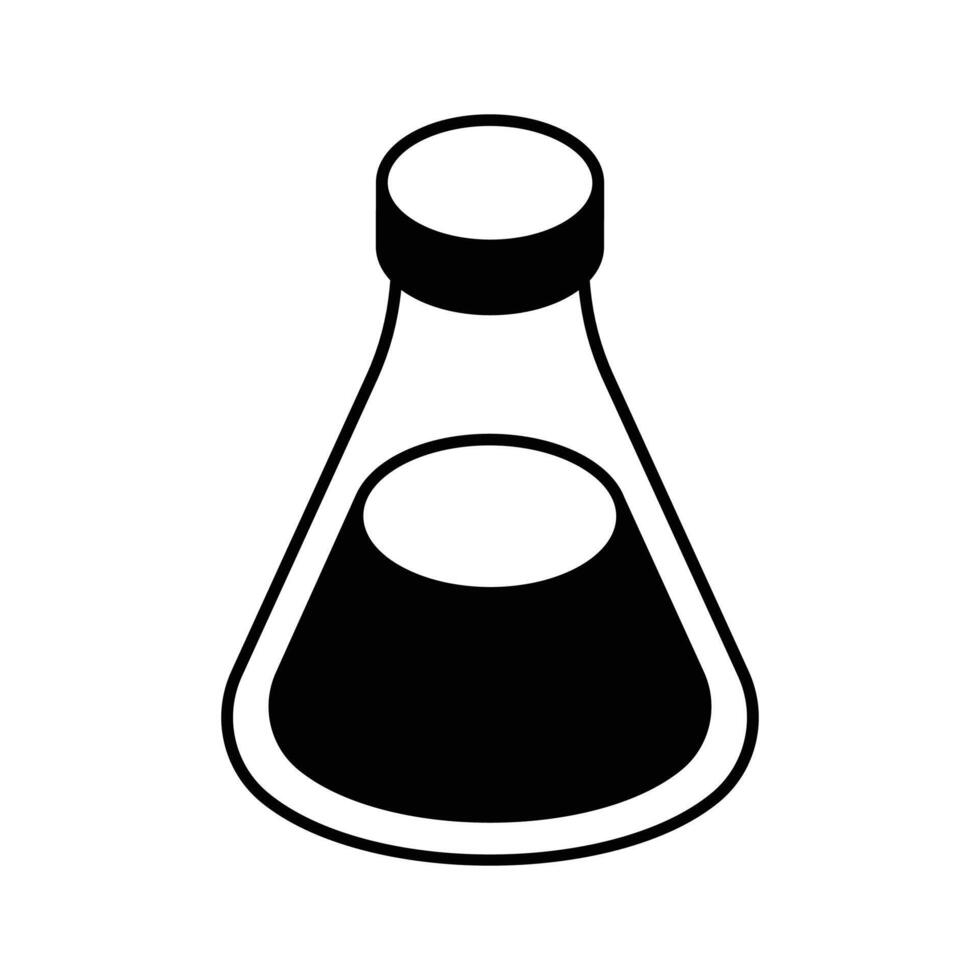 Liquid inside flask showing concept of lab experiment, medical research vector design