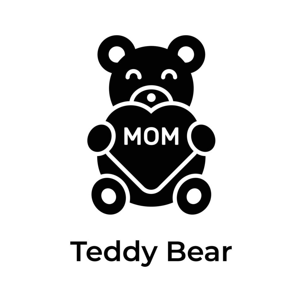 A teddy bear holding heart showing concept icon of mothers day celebration vector