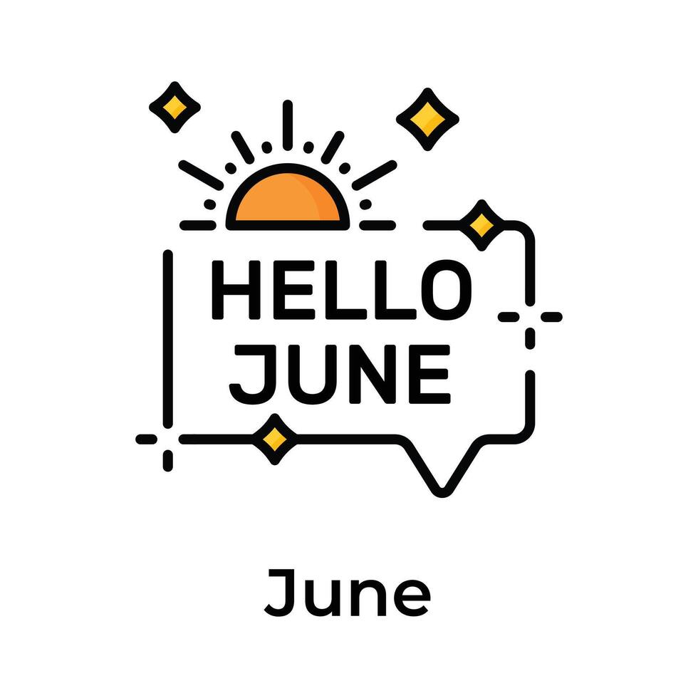 Hello june vector design, isolated on white background