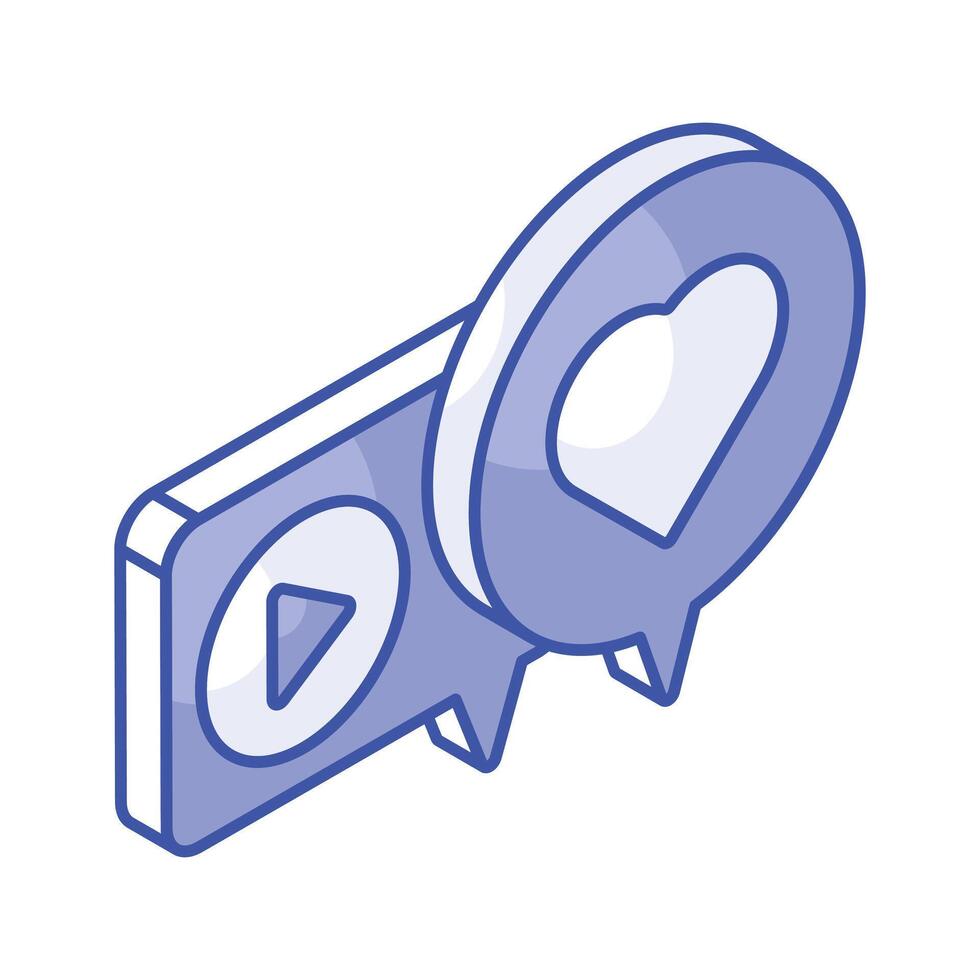 Video message, video conversation isometric icon in trendy style vector