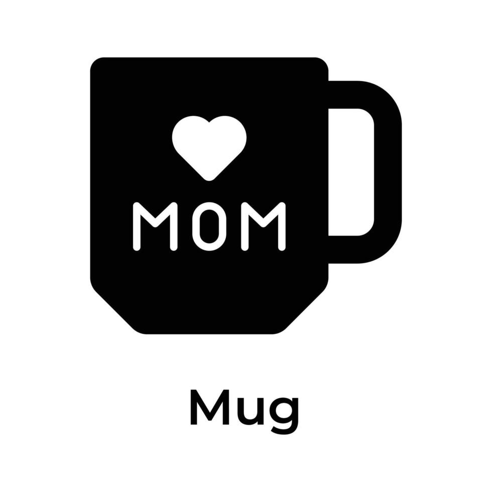 Mothers day gift, best mom, icon of mug in editable style vector