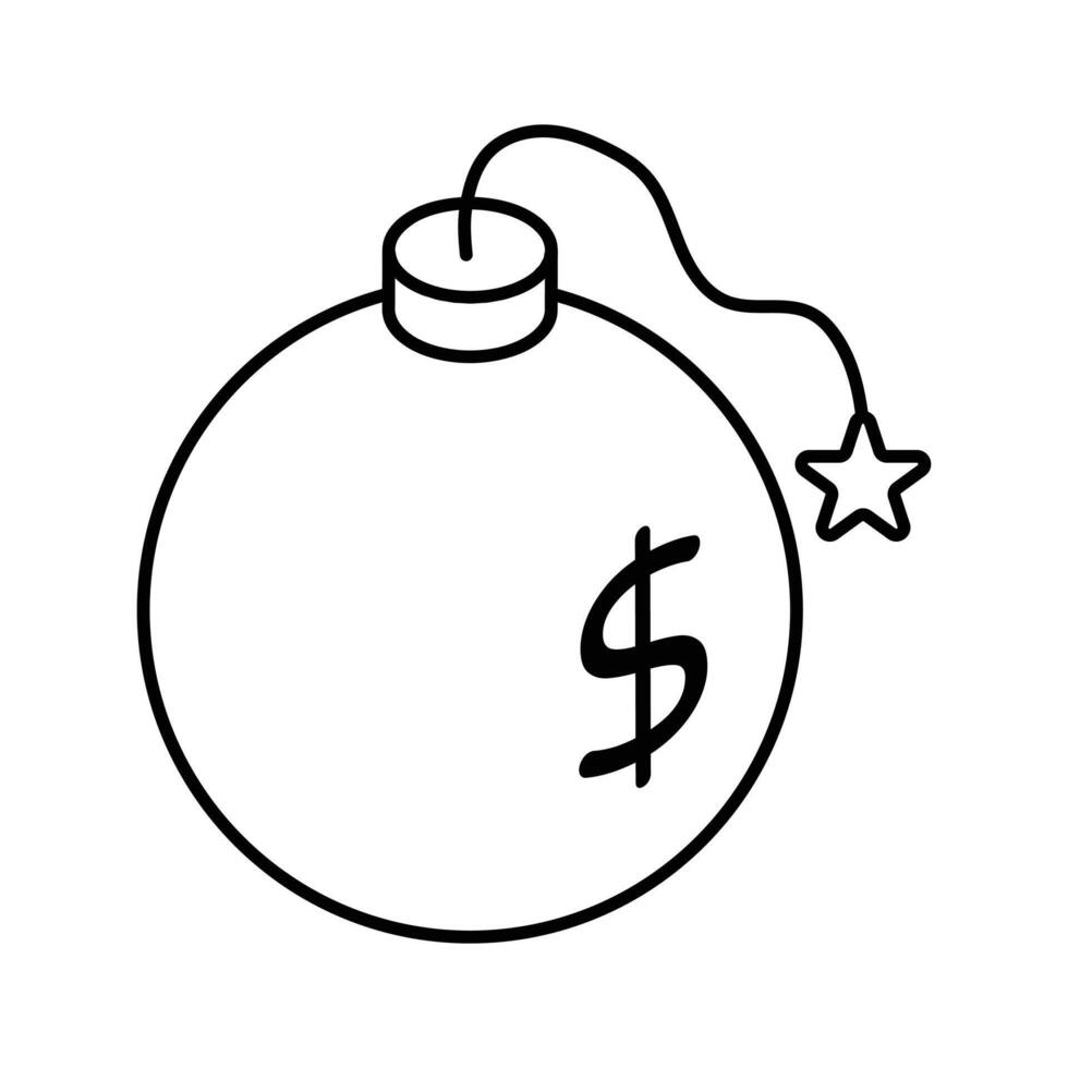 An amazing isometric icon of money bomb, vector of financial risk
