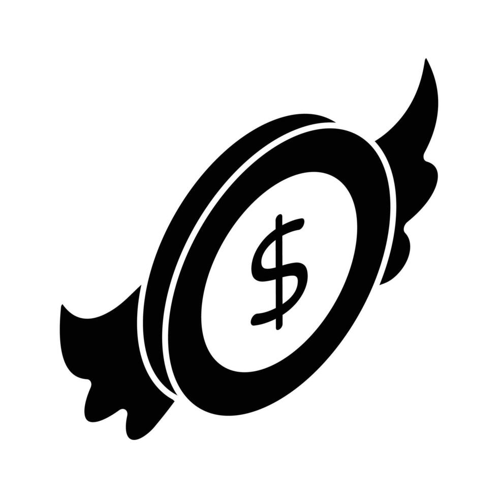 Dollar coin with wings showing concept icon of flying money in trendy style vector