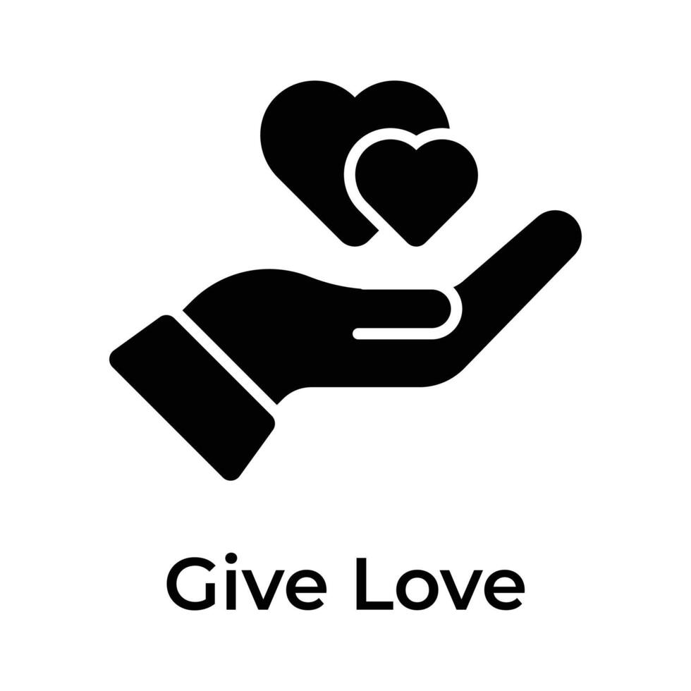 Hearts on hands denoting concept icon of giving love, mothers day vector