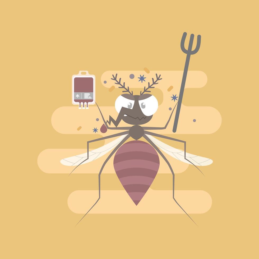 mosquito with blood bag and virus, bacteria, flat character design clip art vector illustration cartoon