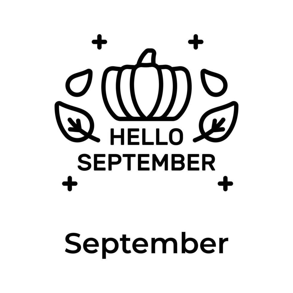 Hola septiembre icono en único y de moda estilo, Listo a utilizar vector