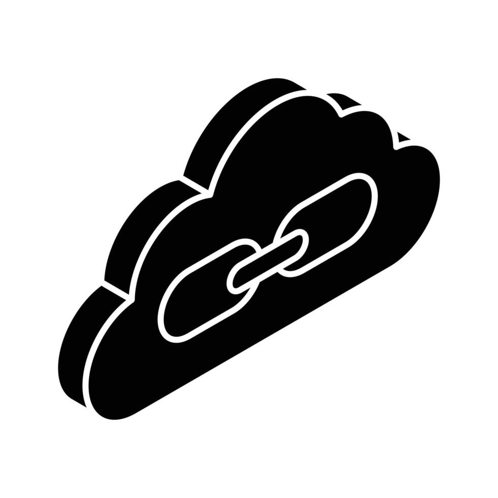 obtener esta creativo icono de nube enlace en isométrica estilo aislado en blanco antecedentes vector