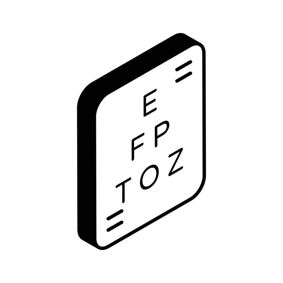 Premium quality isometric vector of eye chart, eye test icon