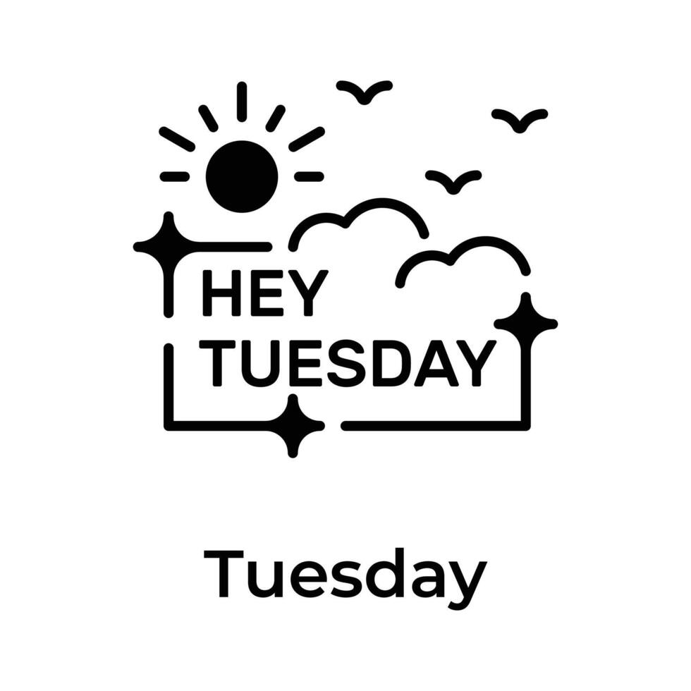 Hello tuesday icon design, beautiful words calligraphy, motivational inspirational phrase vector