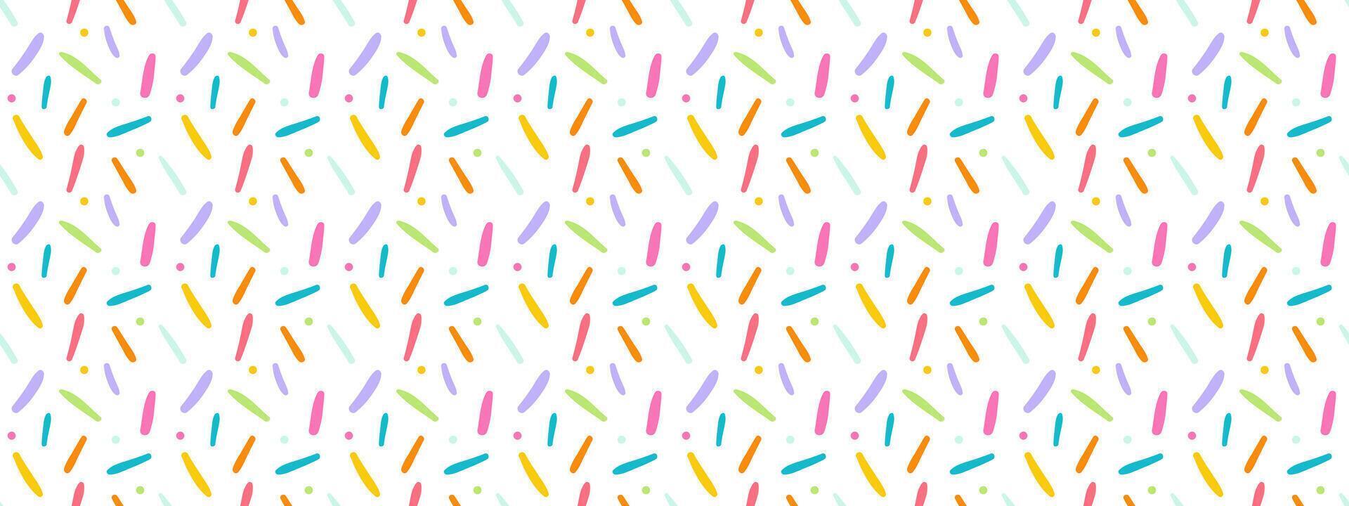 Seamless simple sprinkle confetti candy easter pattern. Vector sweet illustration isolated on white background.