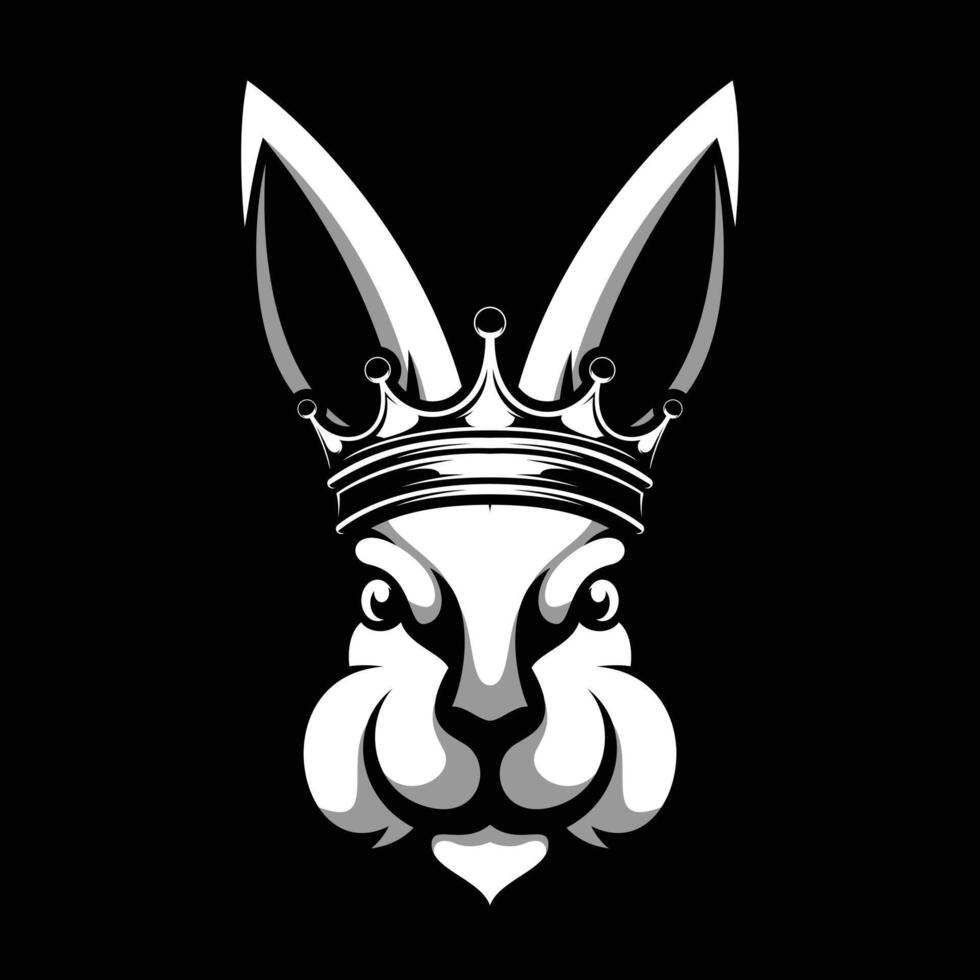 Rabbit King Black and White vector