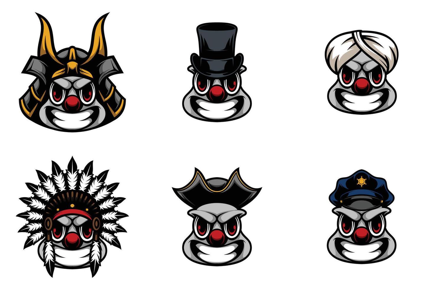 Clown Heads Bundle vector