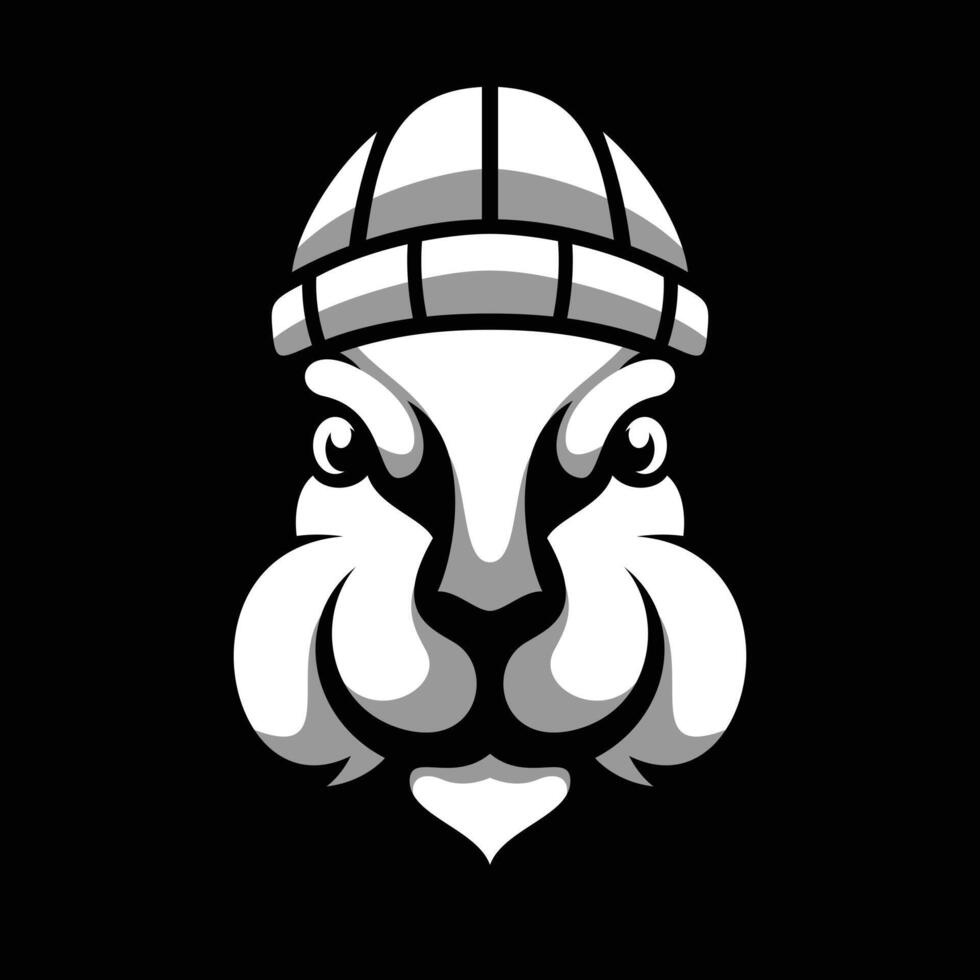 Rabbit Beanie Hat Black and White vector