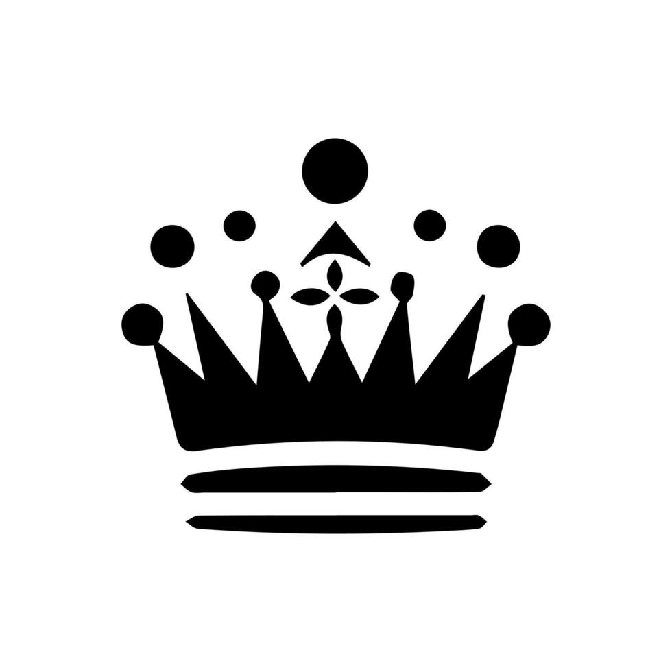 corona icono. un simple, negro silueta de un real corona. vector ilustración aislado en blanco antecedentes. ideal para logotipos, emblemas, insignias. lata ser usado en marca, web diseño.