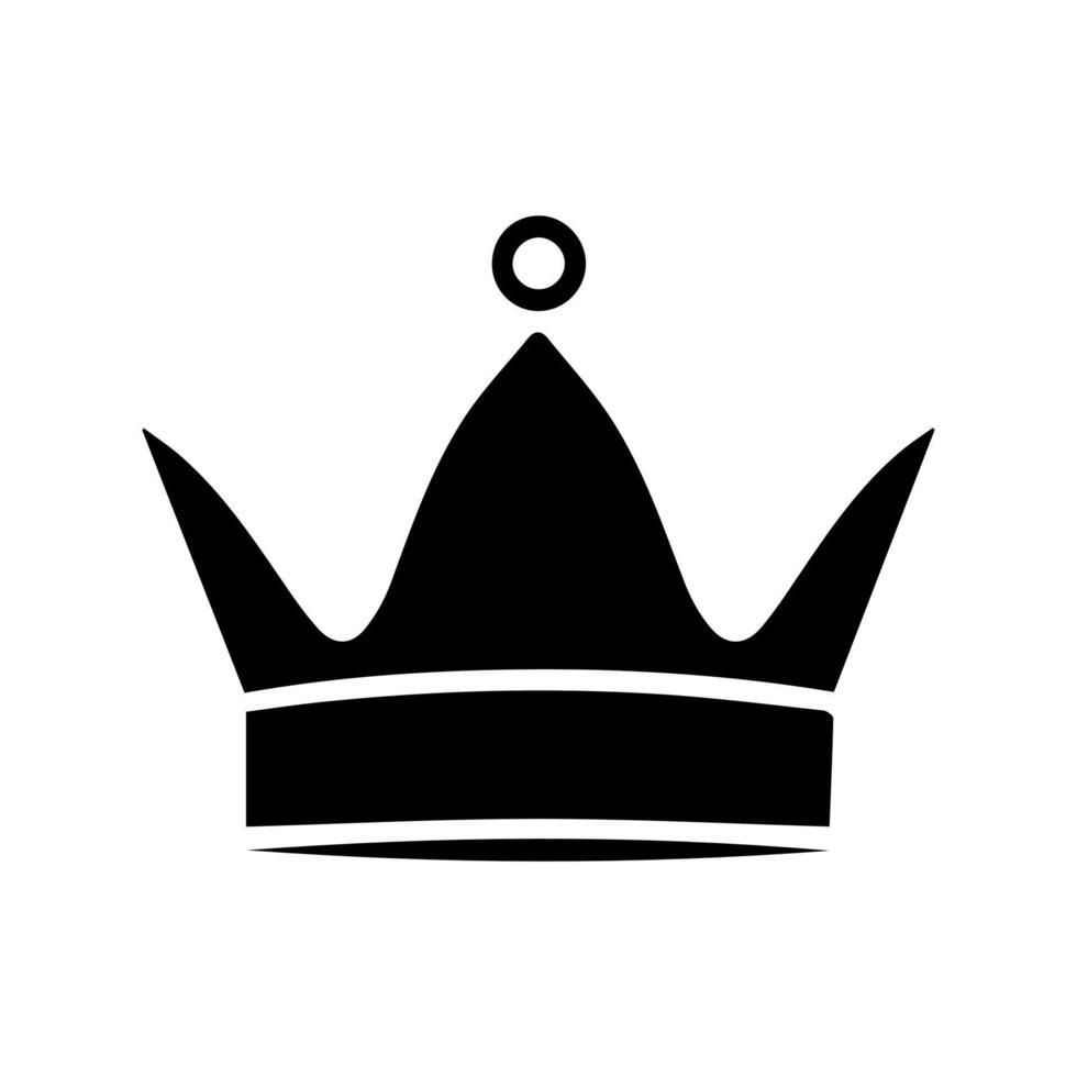 Crown Icon. A simple, black silhouette of a royal crown. Vector illustration isolated on white background. Ideal for logos, emblems, insignia. Can be used in branding, web design.