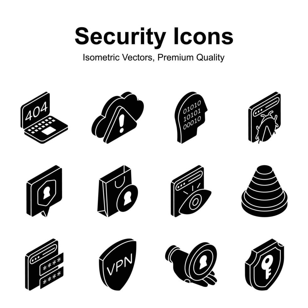 tomar un Mira a esta hermosamente diseñado seguridad íconos conjunto en moderno estilo vector