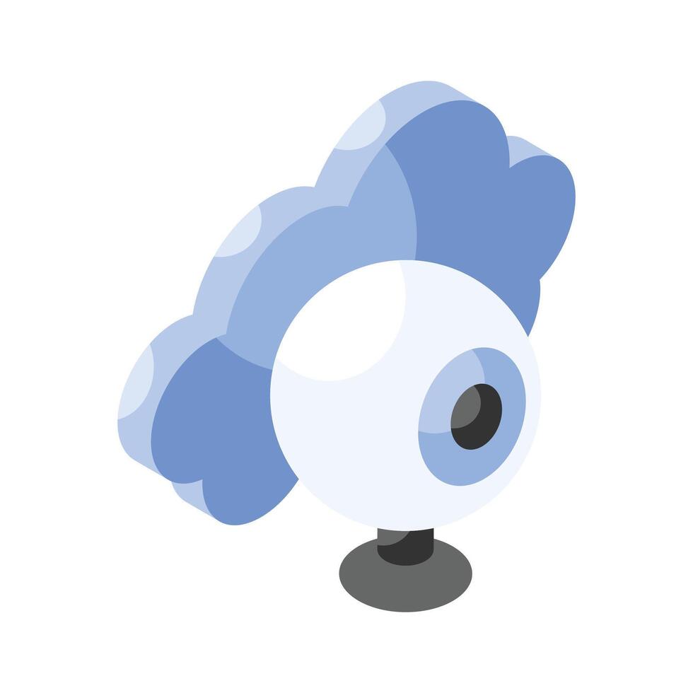 Cloud with webcam showing concept icon of cloud monitoring, cloud camera vector