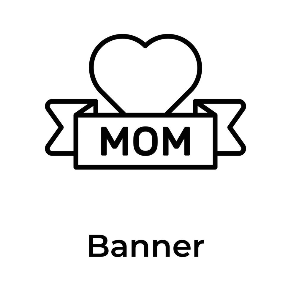 Mothers day banner with heart, flat icon of mothers day celebration banner vector