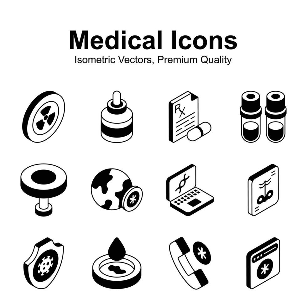 Catch a sight at this beautiful and amazing medical and healthcare isometric vectors set