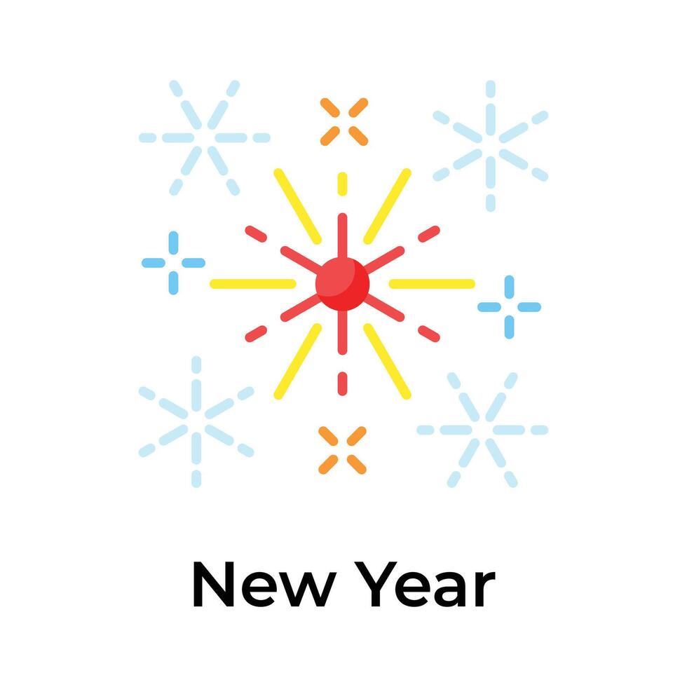 Fireworks showing icon of new year celebration, editable vector design