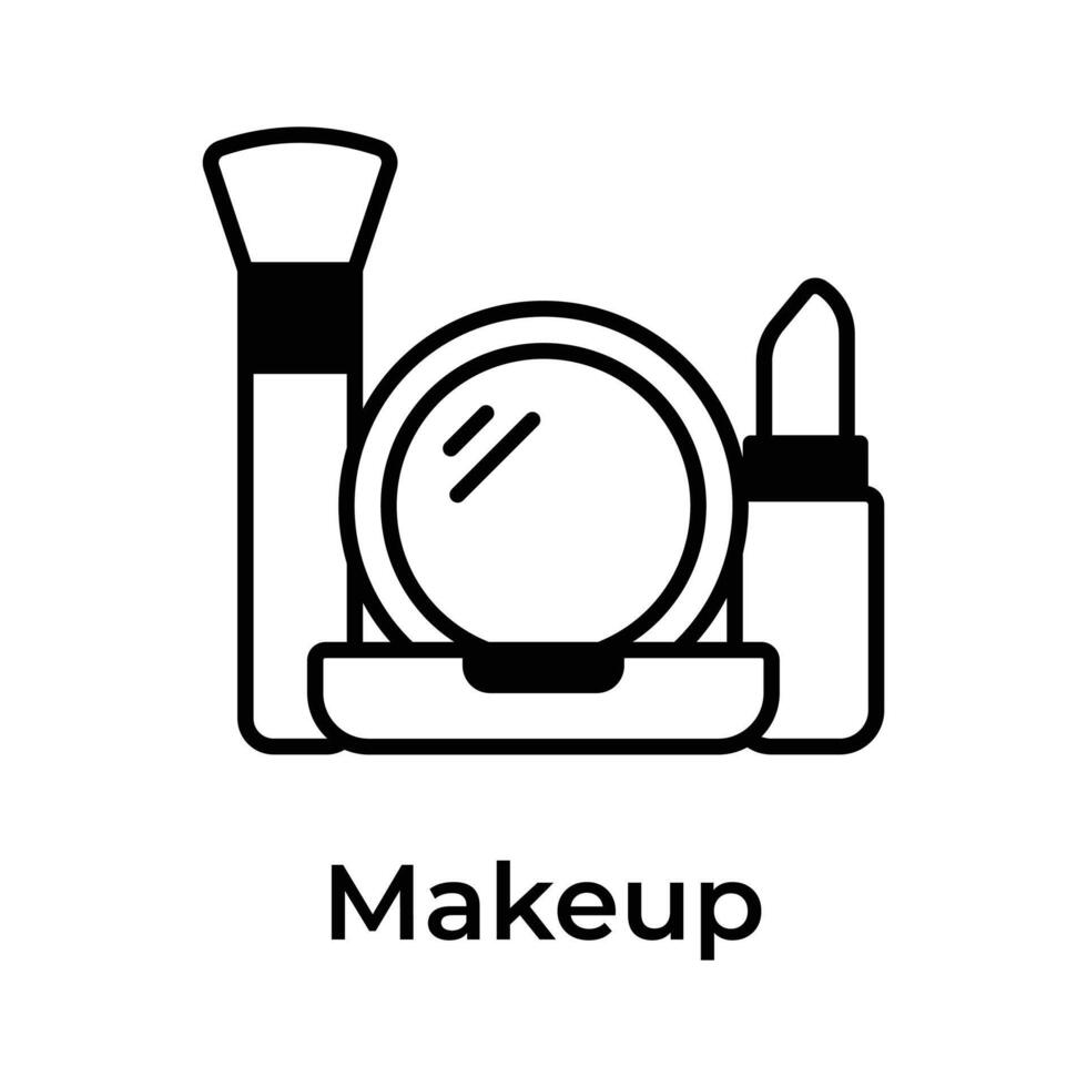 maquillaje equipo, madres día regalo, visualmente Perfecto icono de maquillaje accesorio vector