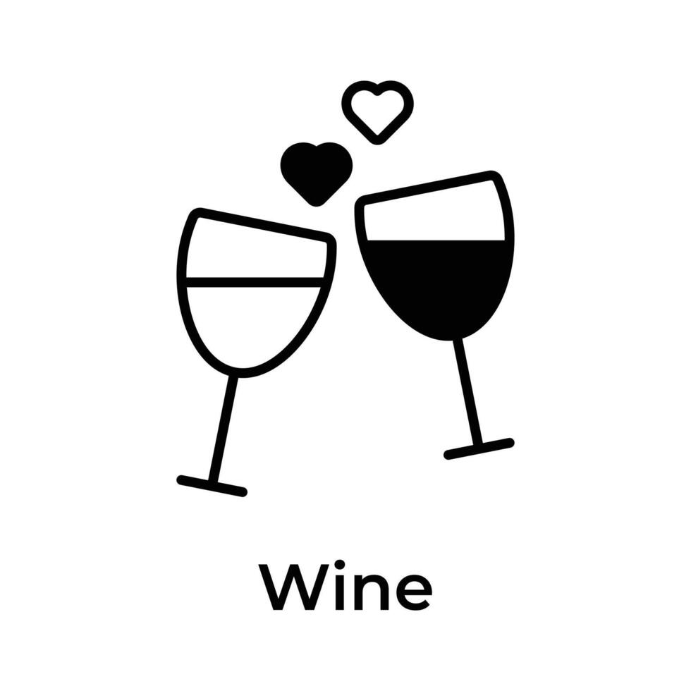 Wine glasses, toasting, premium icon of cheers in trendy style vector
