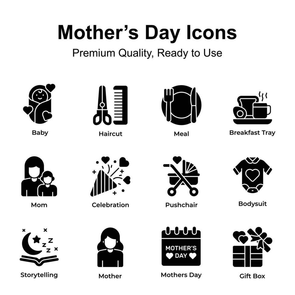 Get this amazing icons set of mothers day in modern design style vector