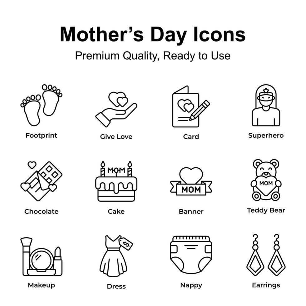 paquete de madres día íconos en editable estilo, Listo para prima utilizar vector