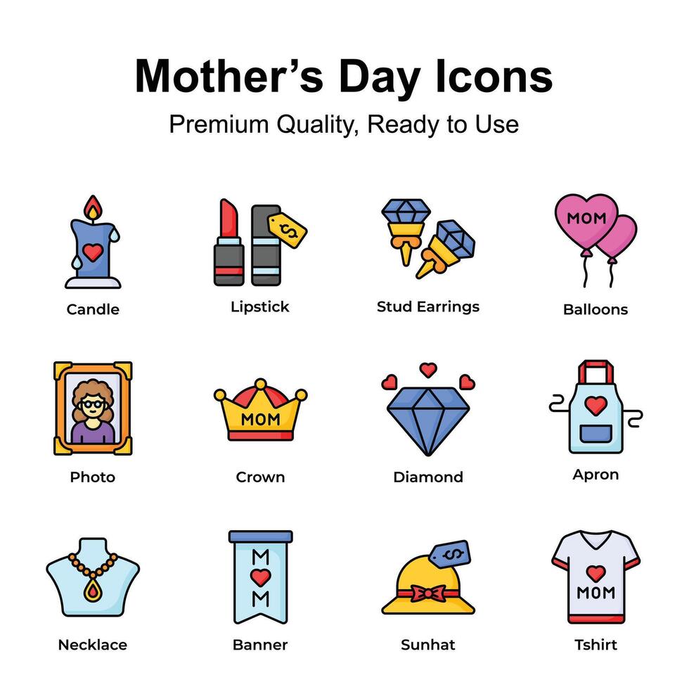 Take a look at this amazing mothers day icons set in modern style vector