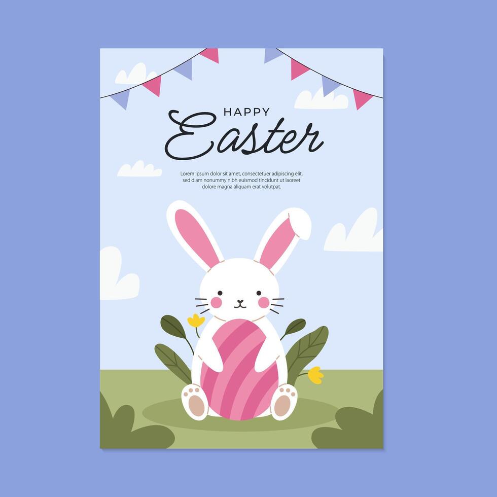 Easter poster with Easter bunny vector