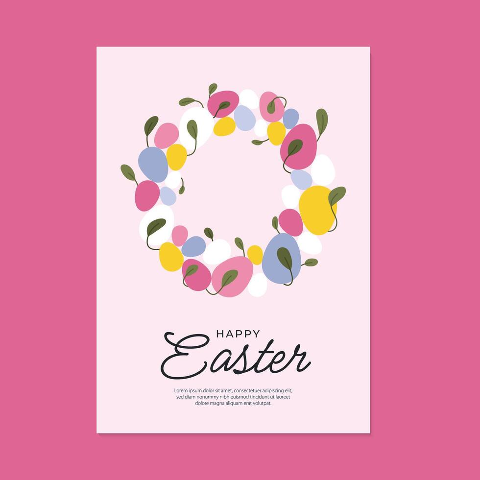 Poster with Easter egg wreath vector