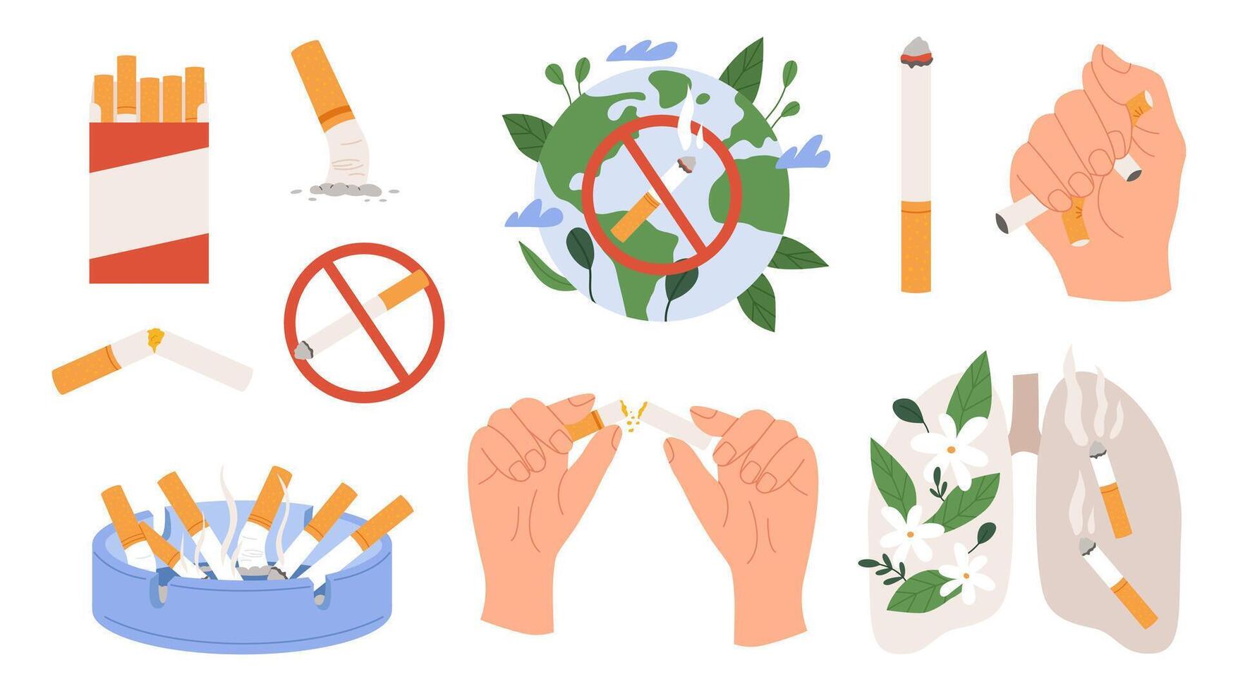 No tobacco day set vector
