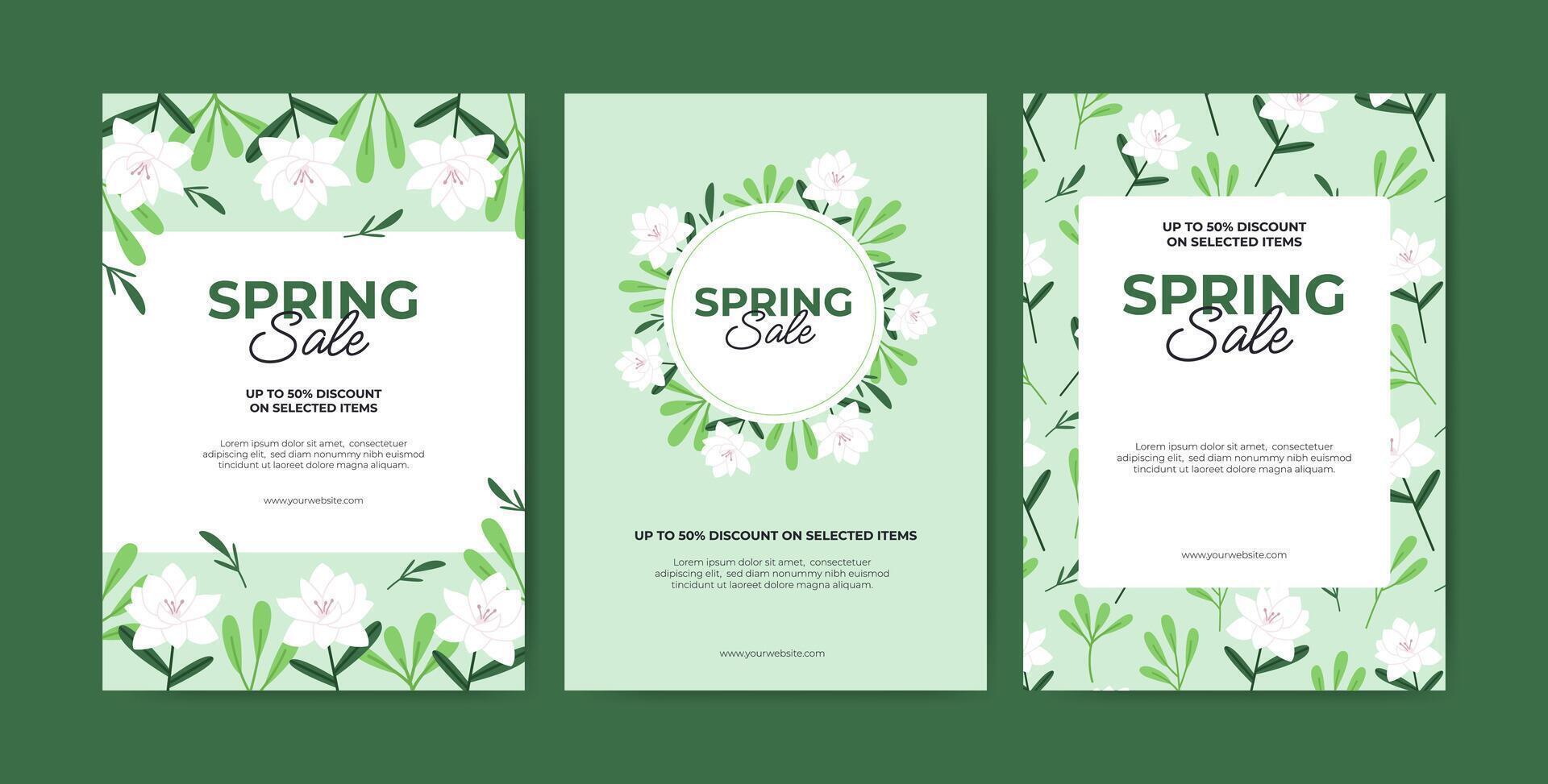 Set of spring sale banner vector