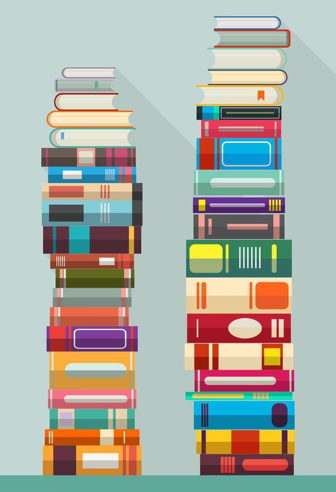 books on bookshelves in flat design style vector illustration