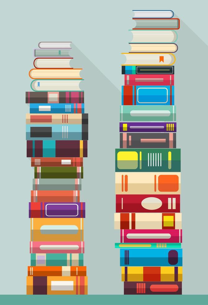 libros en estantería en plano diseño estilo vector ilustración