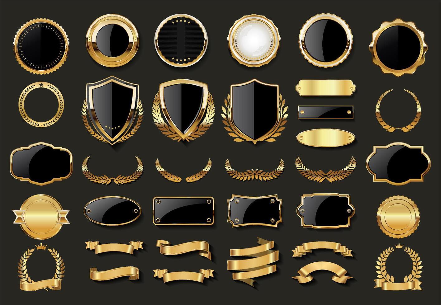 Collection of golden badge vector illustration