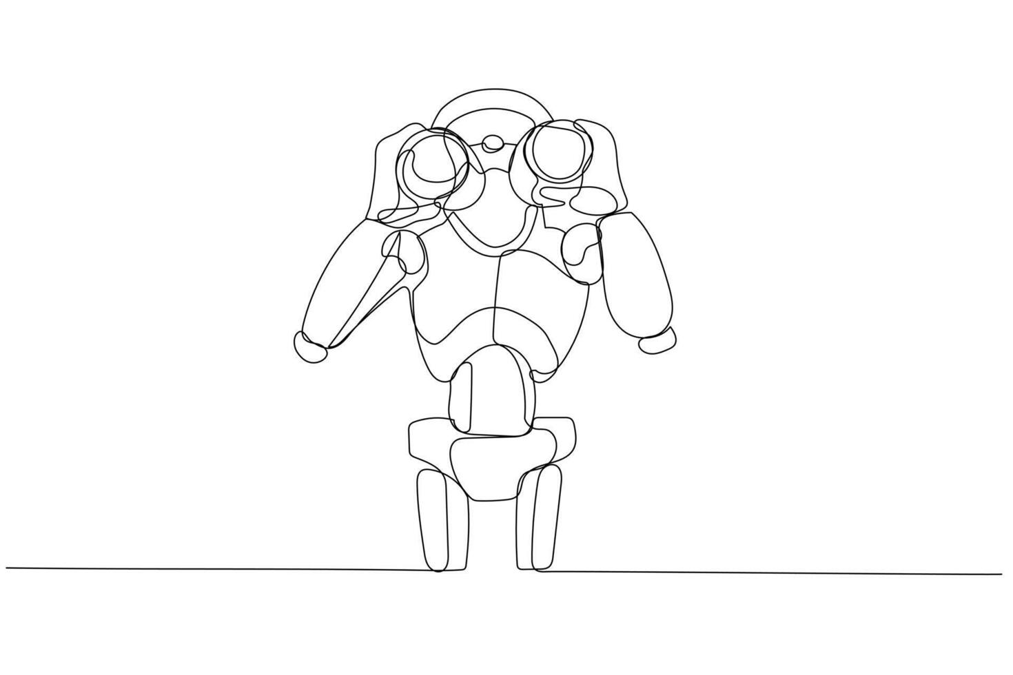 Vector Robot chatbot using binoculars,AI in science and business Single line art style