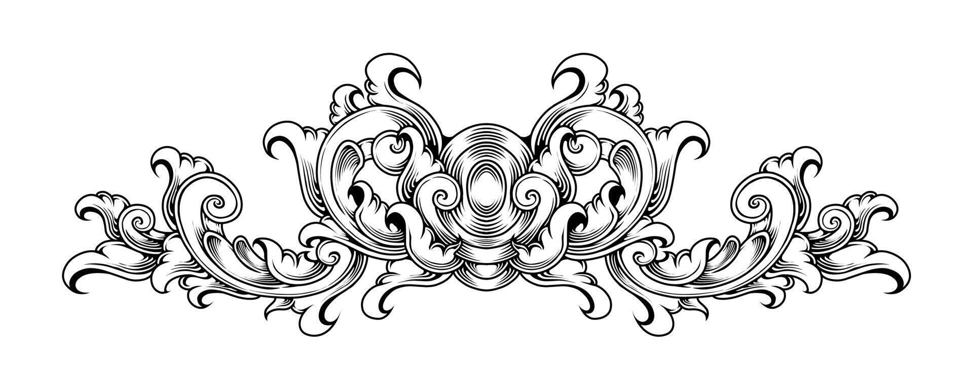 línea Arte clásico ornamento diseño grabado vector