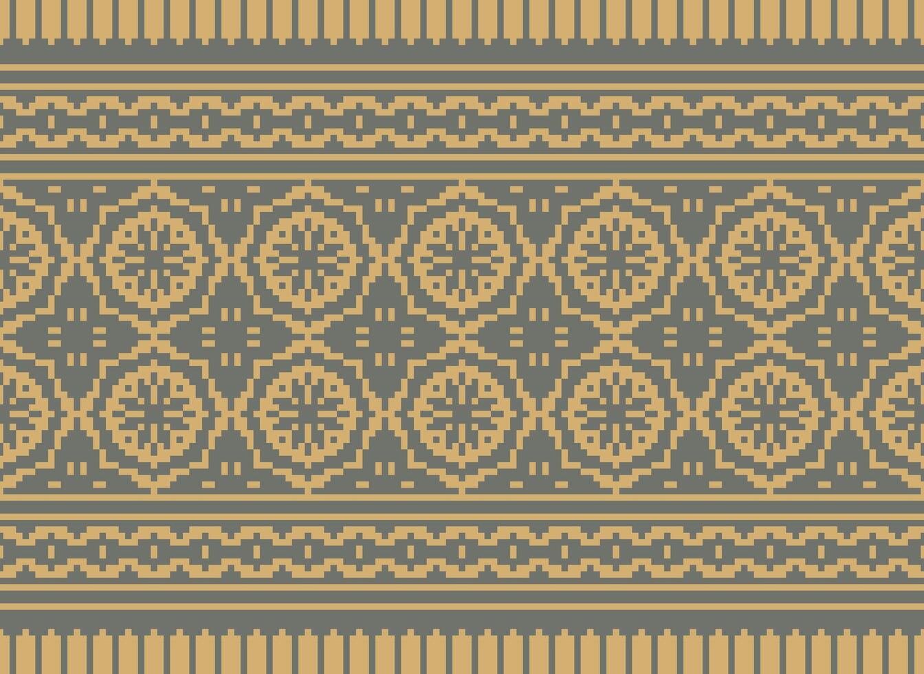 Cross Stitch Border. Embroidery Cross Stitch. Ethnic Patterns. Geometric Ethnic Indian pattern. Native Ethnic pattern.Texture Textile Fabric Clothing Knitwear print. Pixel Horizontal Seamless Vector. vector