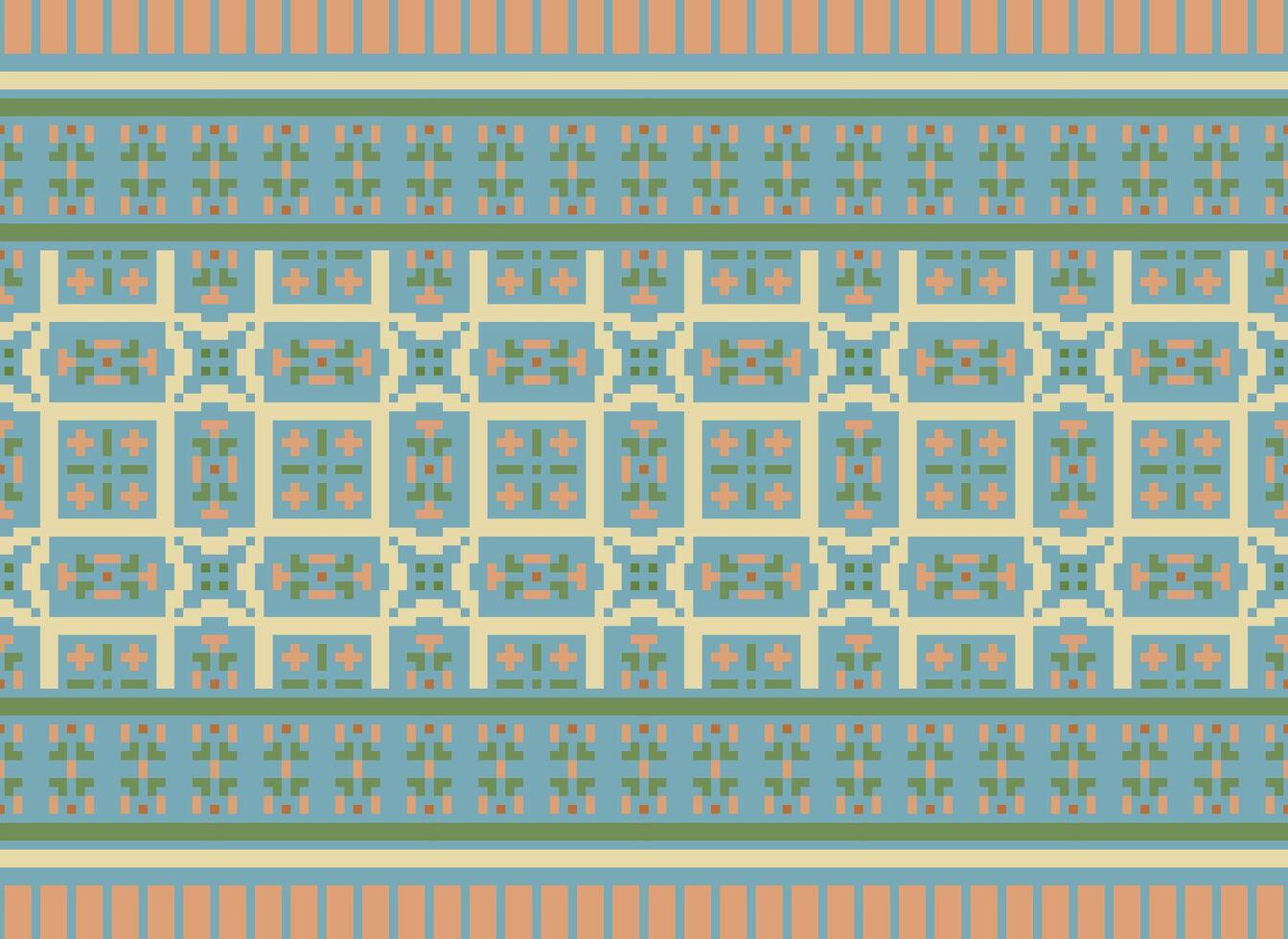 cruzar puntada borde. bordado cruzar puntada. étnico patrones. geométrico étnico indio modelo. nativo étnico patrón.textura textil tela ropa prendas de punto impresión. píxel horizontal sin costura vector. vector