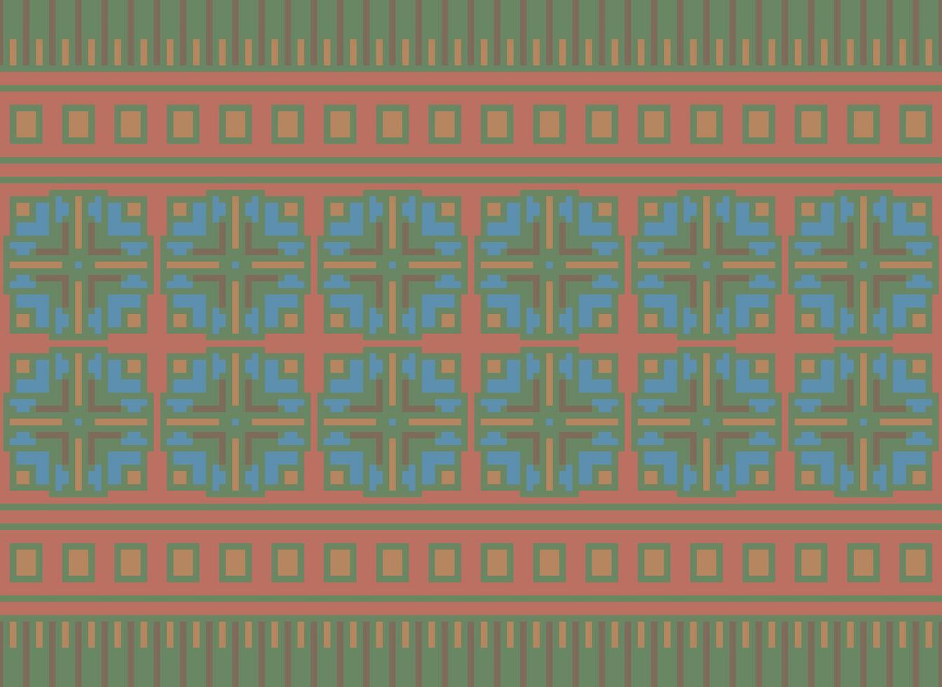 Ethnic Geometric Seamless Fabric Pattern Cross Stitch. Ikat Embroidery Oriental Pixel Pattern Cream Background. Abstract,vector,illustration. Texture,cross Stitch,scarf,decoration,motifs,wallpaper. vector
