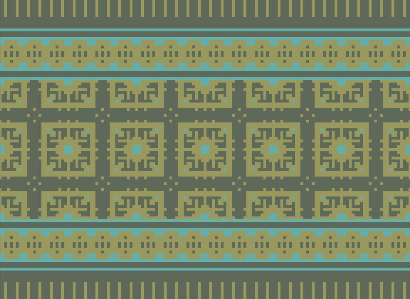 Ethnic Geometric Seamless Fabric Pattern Cross Stitch. Ikat Embroidery Oriental Pixel Pattern Cream Background. Abstract,vector,illustration. Texture,cross Stitch,scarf,decoration,motifs,wallpaper. vector