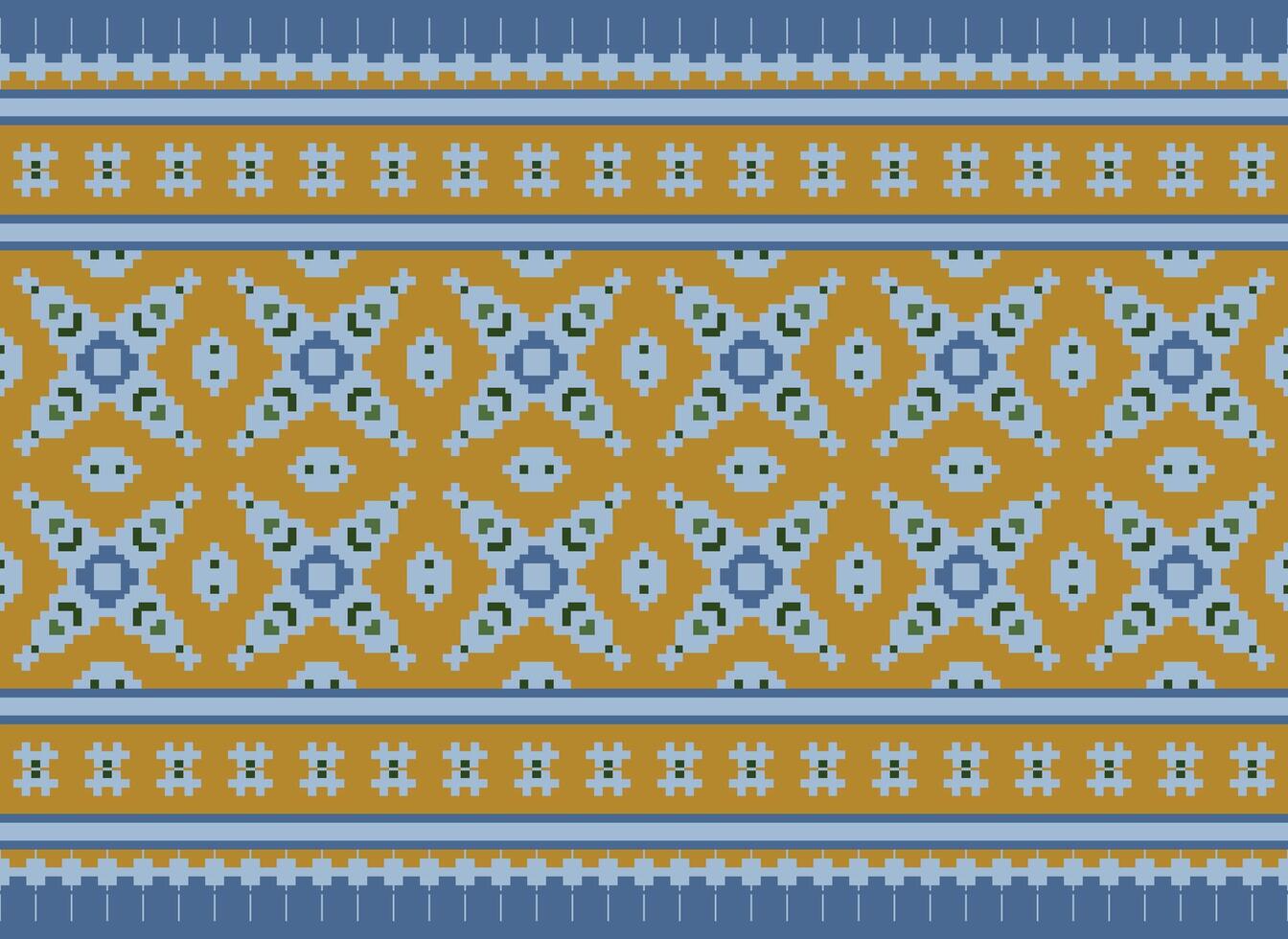 Ethnic Geometric Seamless Fabric Pattern Cross Stitch. Ikat Embroidery Oriental Pixel Pattern Cream Background. Abstract,vector,illustration. Texture,cross Stitch,scarf,decoration,motifs,wallpaper. vector