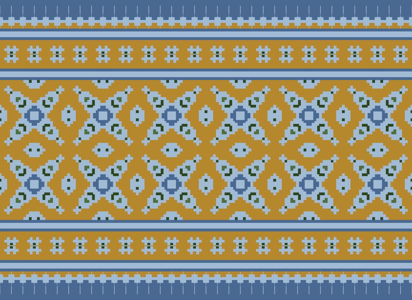 Ethnic Geometric Seamless Fabric Pattern Cross Stitch. Ikat Embroidery Oriental Pixel Pattern Cream Background. Abstract,vector,illustration. Texture,cross Stitch,scarf,decoration,motifs,wallpaper. vector