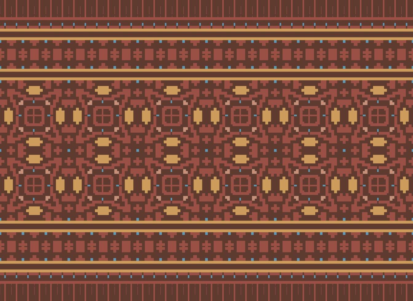 Cross Stitch. Geometric ethnic patterns. Design for Saree, Patola, Sari, Dupatta, Vyshyvanka, rushnyk, dupatta, Clothing, fabric, batik, Knitwear, Embroidery, Ikkat, Pixel pattern. Traditional Design. vector