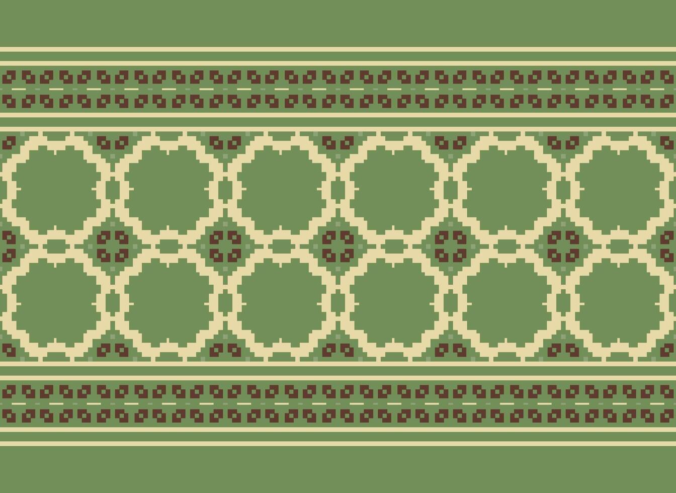 étnico geométrico sin costura tela modelo cruzar puntada. ikat bordado oriental píxel modelo crema antecedentes. resumen, vector, ilustración. textura, cruz puntada,bufanda,decoración,motivos,papel tapiz. vector